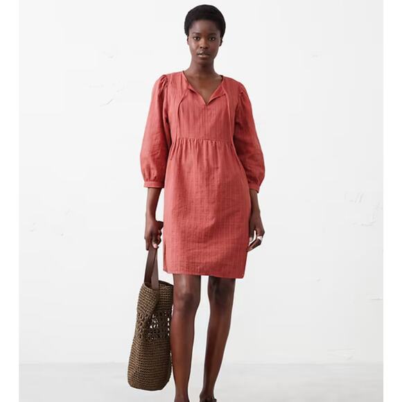 Banana Republic  Voile Puff-Sleeve Peplum Mini Shift Dress Dust Cedar – Size M - Picture 1 of 7